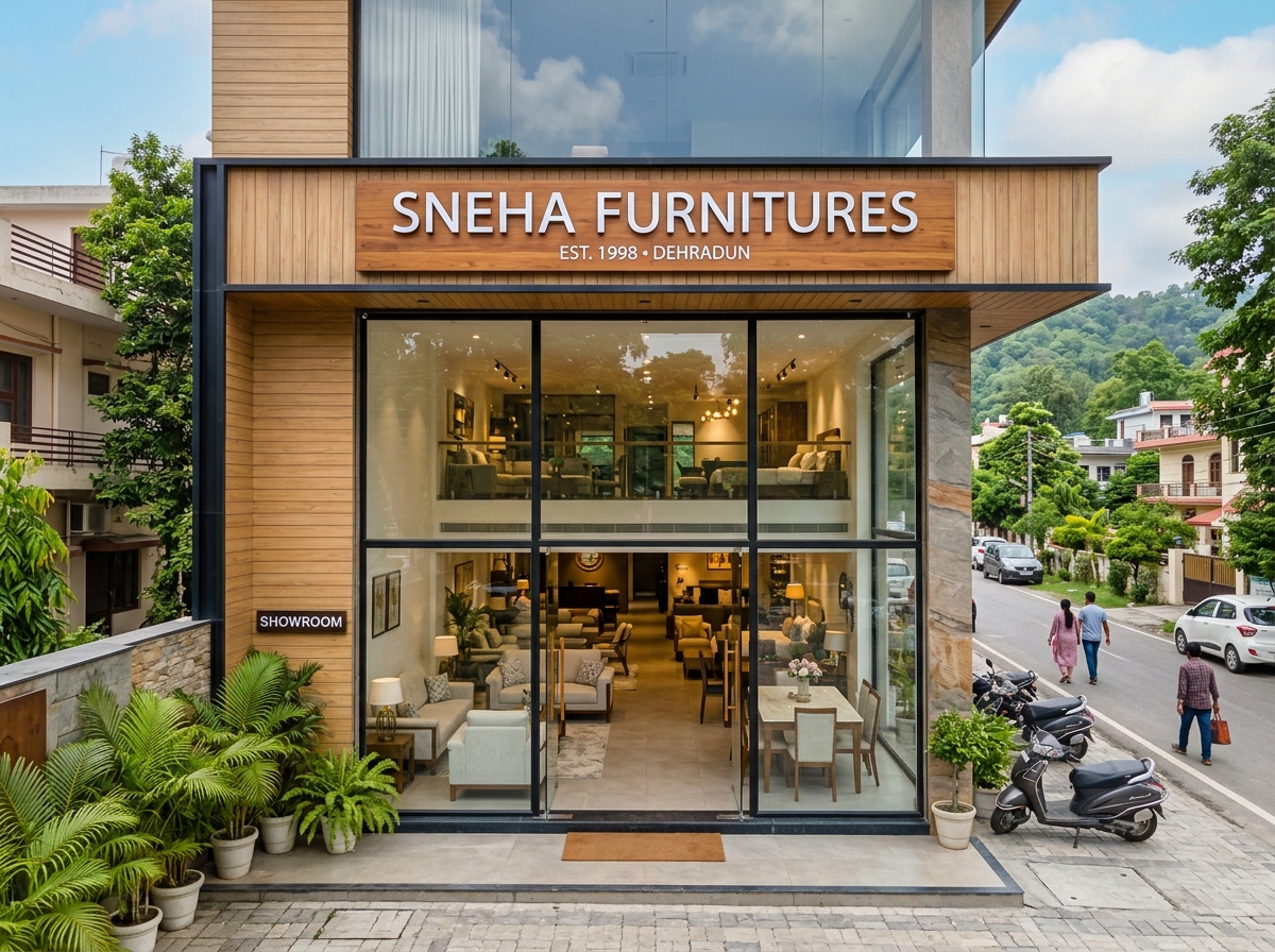 Sneha Furnitures Store Front Signage Dehradun